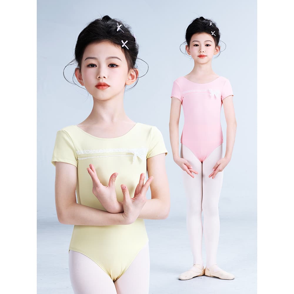 Roupas de dança crianças verão ginástica prática roupas de manga curta crianças uniformes de exame de dança chinesa maca