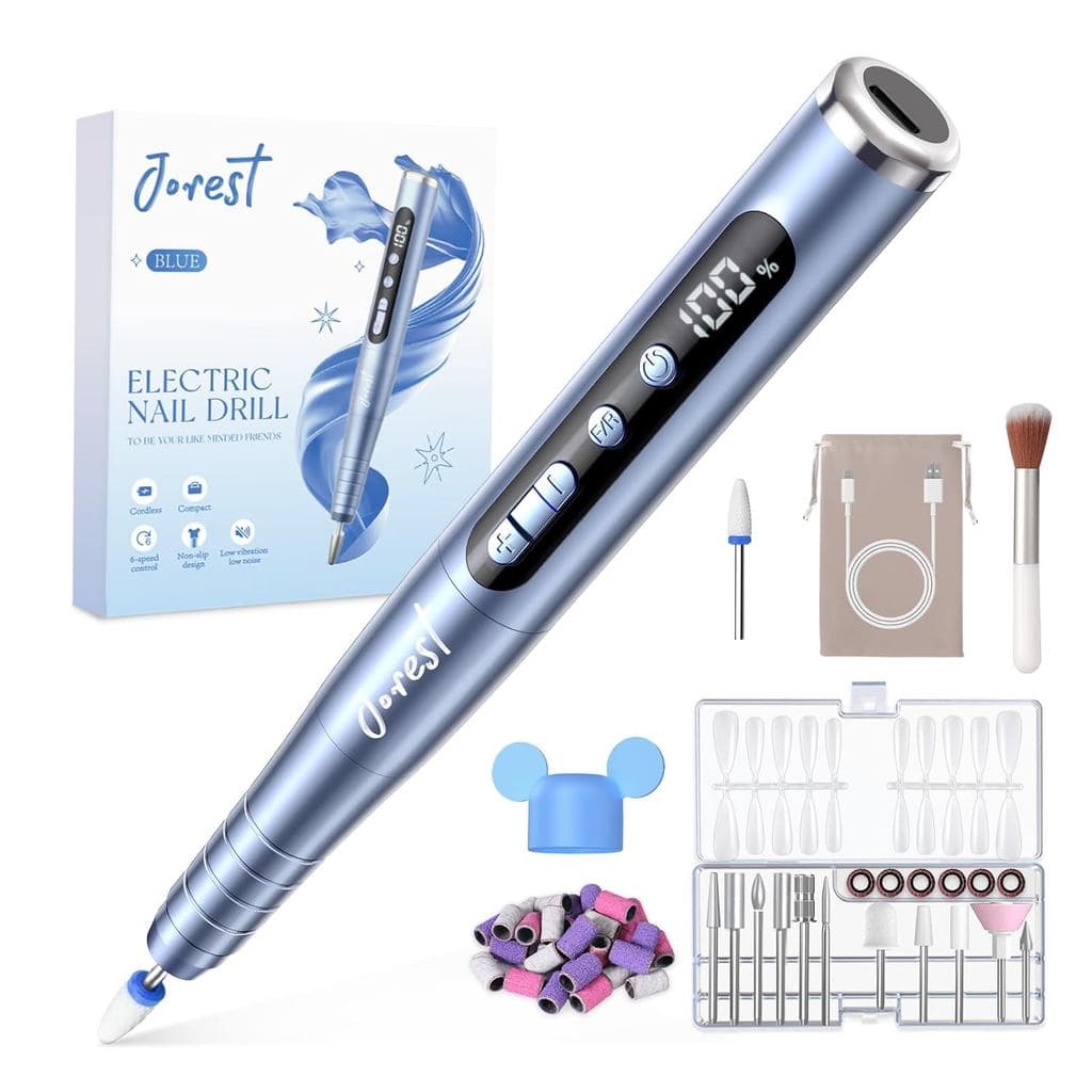 Kit de Lixadeira Elétrica para Unhas JOREST, 13 em 1, Lixadeira Recarregável, Conjunto para Iniciantes com 6 Velocidades