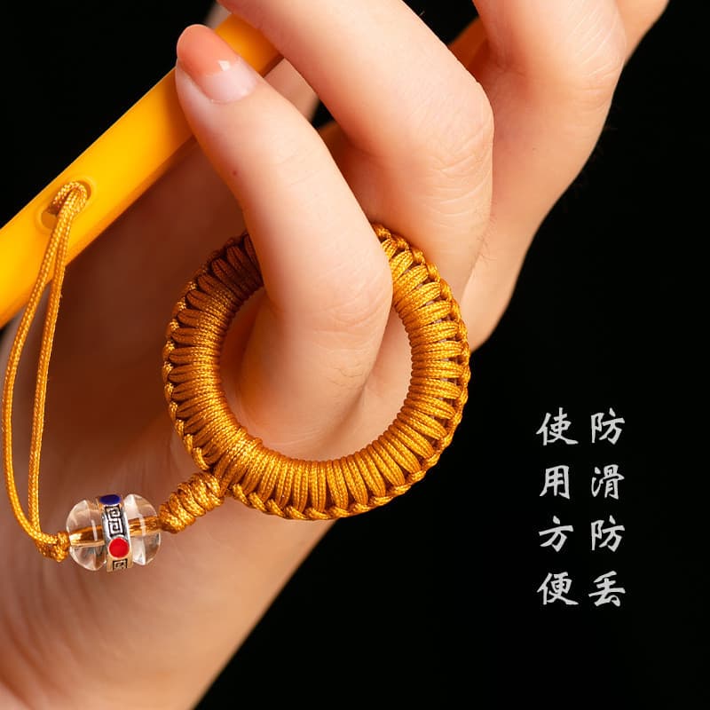 Cordão de telefone móvel estilo chinês pingente curto fivela de dedo u disco pingente anti-perdido feminino requintado r