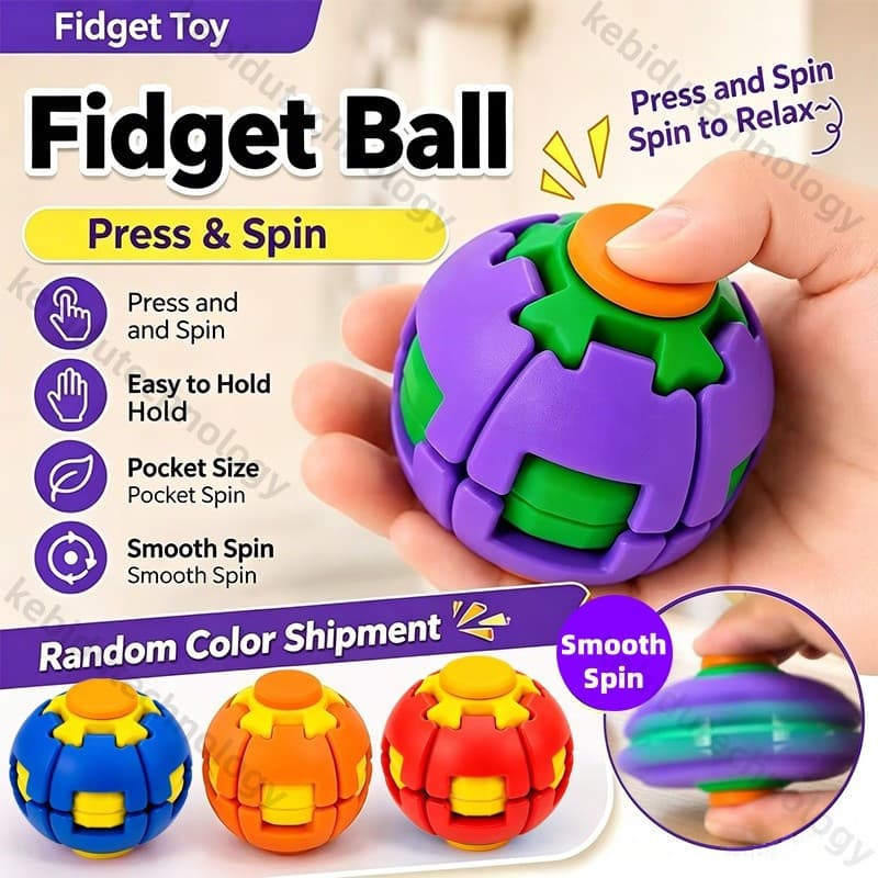 Novo Fidget Spinner 3D Transformável, Bola de Pressionar para Girar, Alívio de Estresse, Giroscópio Portátil, Anti-Ansie