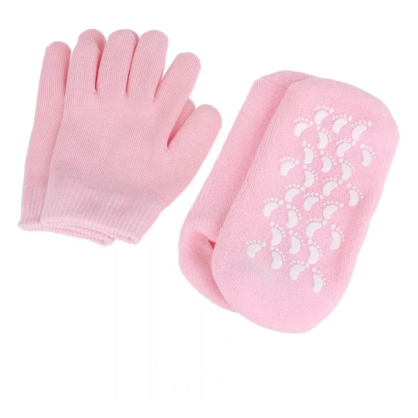 Kit Meias E Luvas Gel De Hidratação Tratamento Para Ressecamento