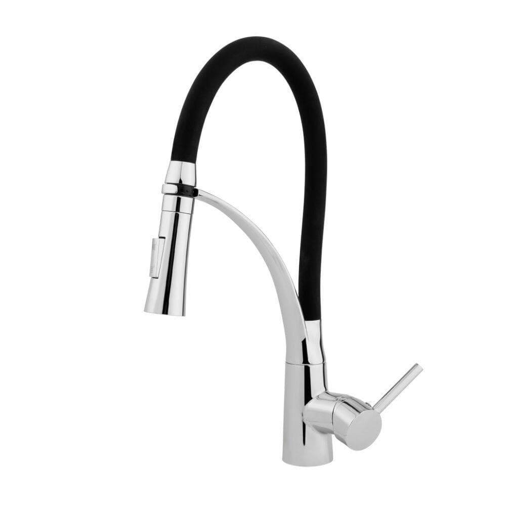 Torneira Misturador Monocomando de Mesa para Cozinha Bica Alta 1/2'' Flex com Ducha Preto Addra