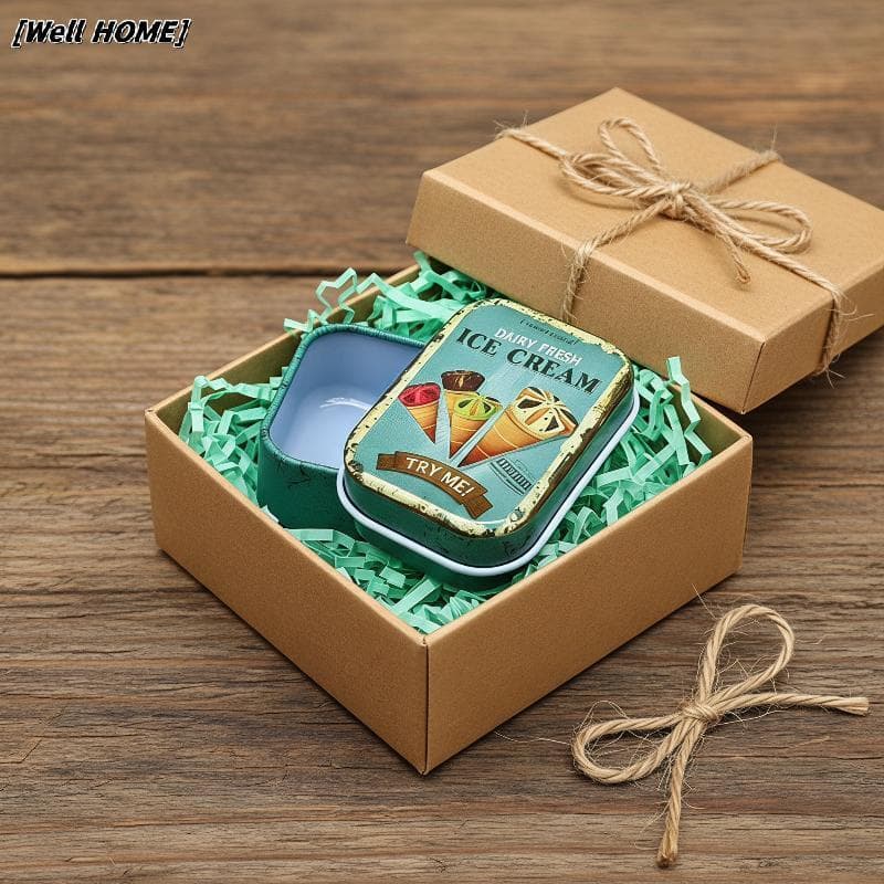 [Well HOME] Caixa De Lata De Armazenamento De Metal Retrô Com Tampa Selada Lindo Recipiente Portátil De Impressão De Sor