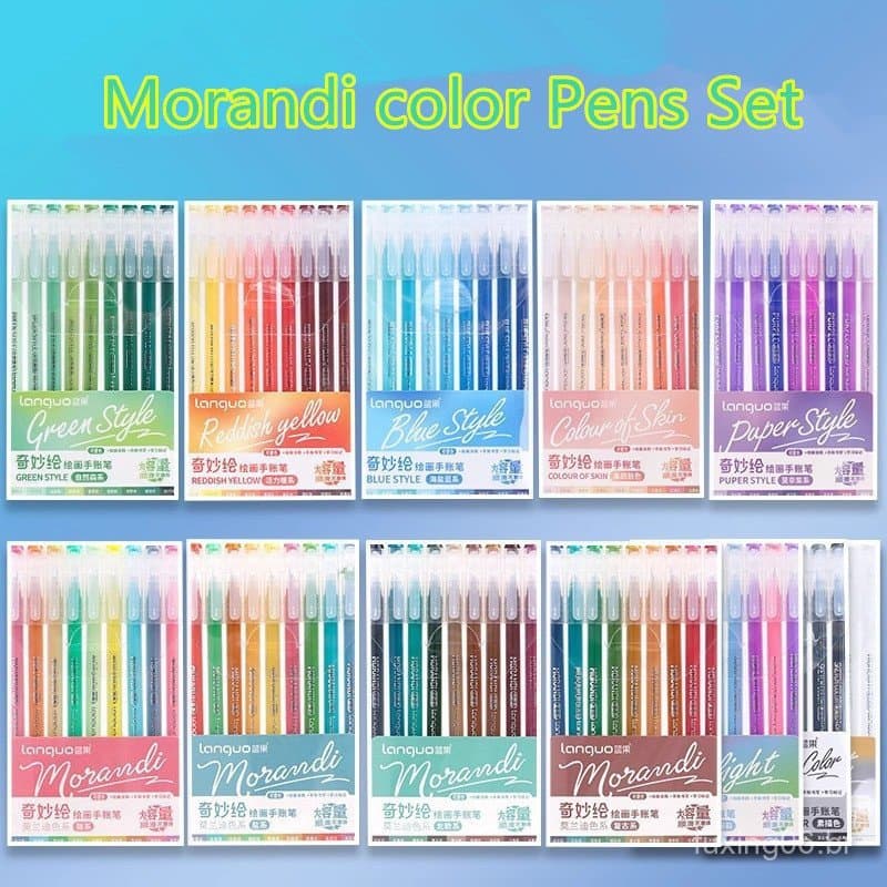 Conjunto de Canetas de Gel de 9 Cores, Canetas Coloridas para Diário de Estudante Morandi Mark