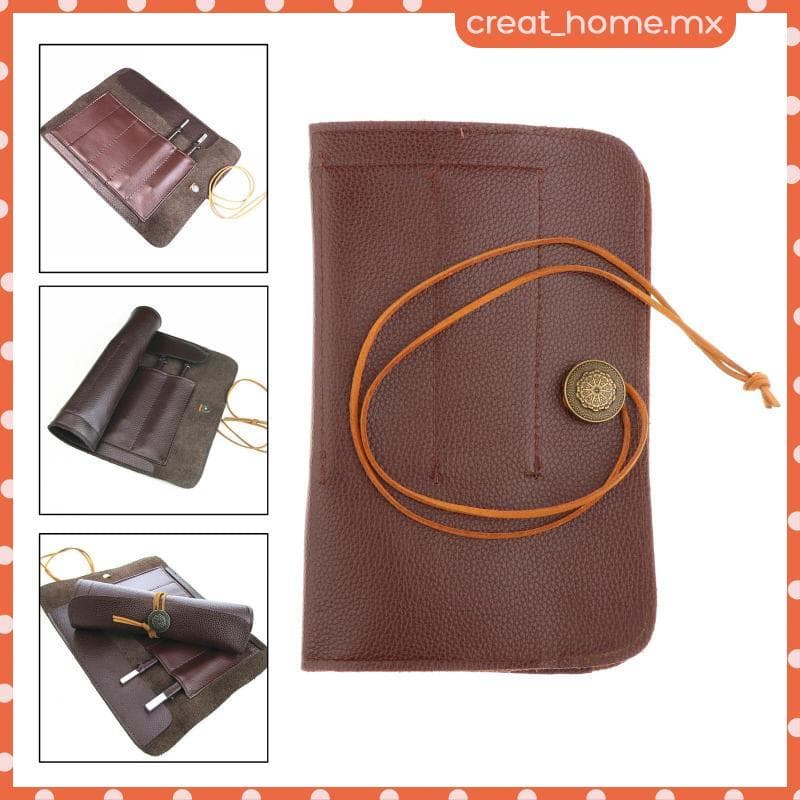 [Creat_home] Bolsa De Rolo De Faca De Couro Compacta , Organizador De Estojo De Armazenamento Para Chef , Cozinha , Ferr