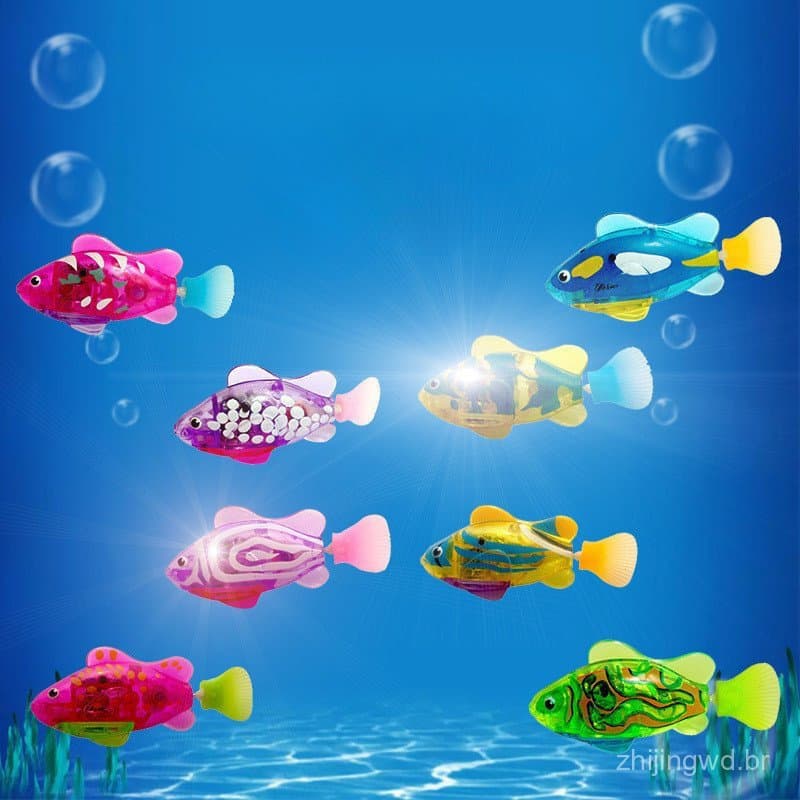 Brinquedo de Peixe de Água para Banho Interativo com Detecção de Luz para Animais de Estimação Eletrônicos Presente para