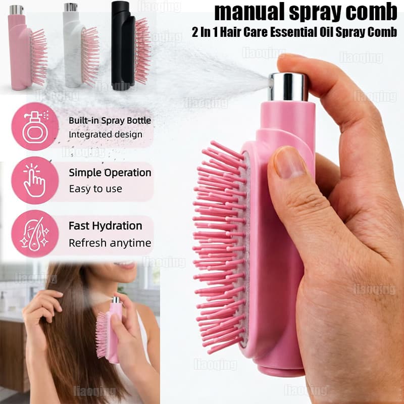 Pente Em Spray 2 1 E Escova De Cabelo Para Massagem No Couro Cabeludo Com Pulverizador De Névoa Embutido-Antiestática ,