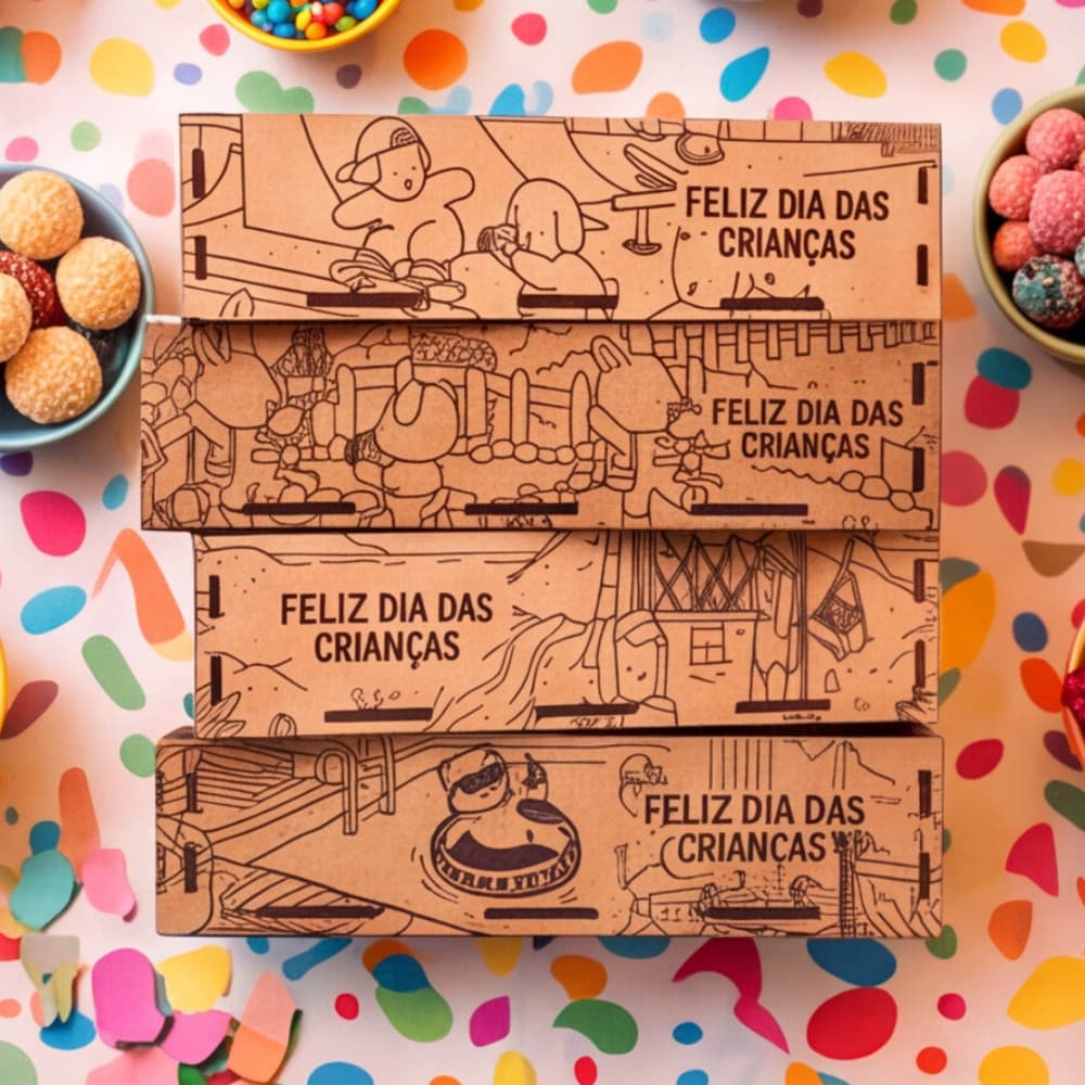 KIT 10 UND CESTA BANDEJA 10x15 DIA DAS CRIANÇAS PRESENTE LEMBRANCINHA