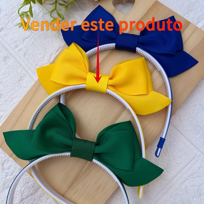 Tiara Infantil Menina Brasil Colorida Copa do Mundo Fantasia Criança Arquinho Laço