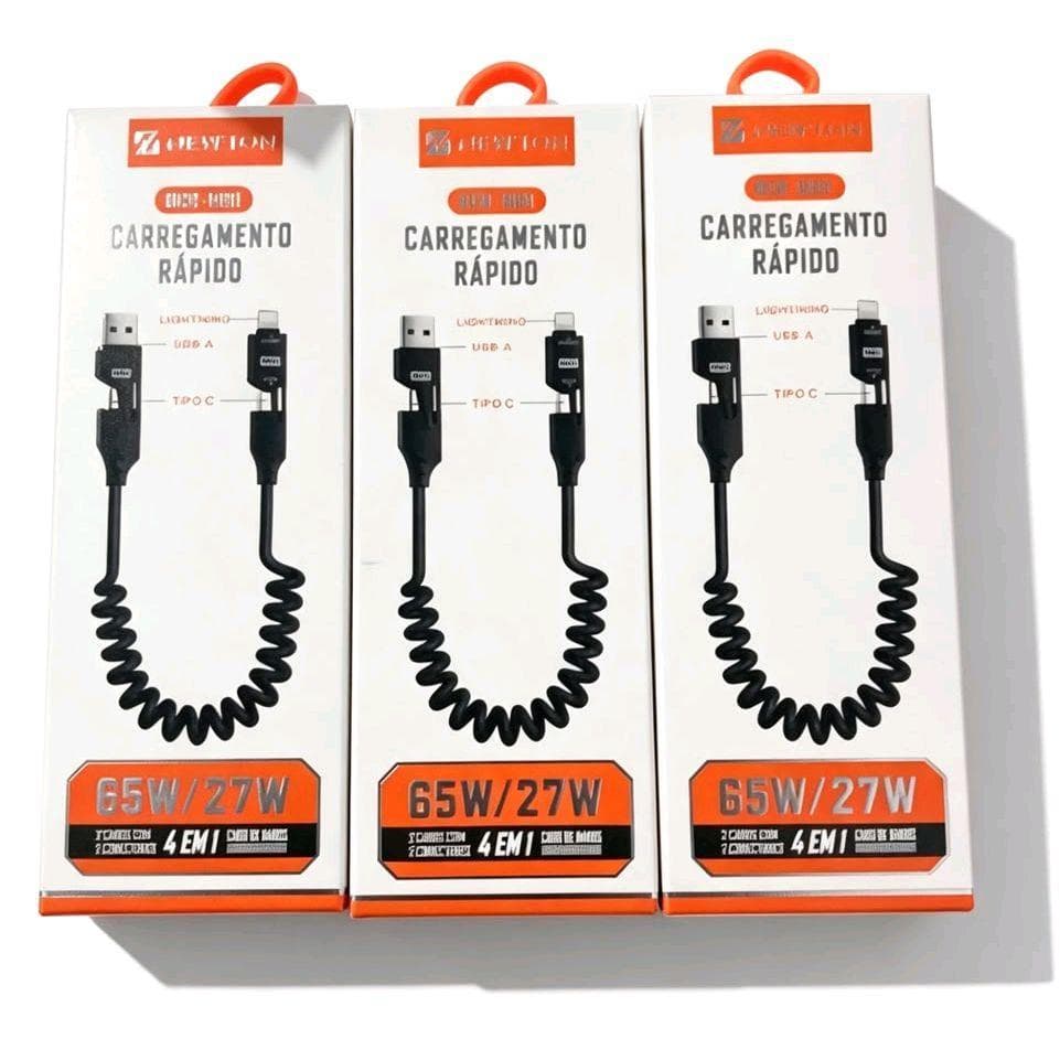 Heston Carregamento Rápido 65W/27W 4 em 1 Cabo USB Tipo C e Lightning para Dispositivos Eletrônicos