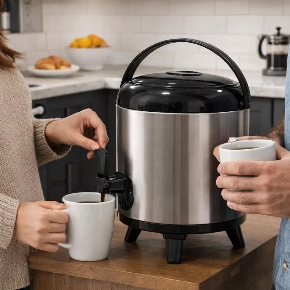 Botijão Térmico 55 Litros Aço Inox Alta Durabilidade Conservação Temperatura Portátil Resistente