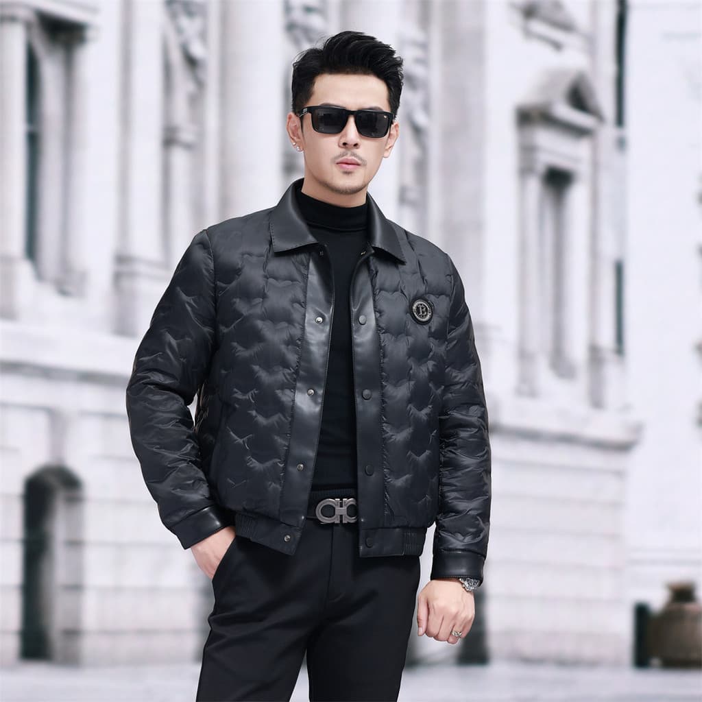 Jaqueta curta de couro de negócios de meia-idade masculina jaqueta de couro PU jaqueta masculina jaqueta quente