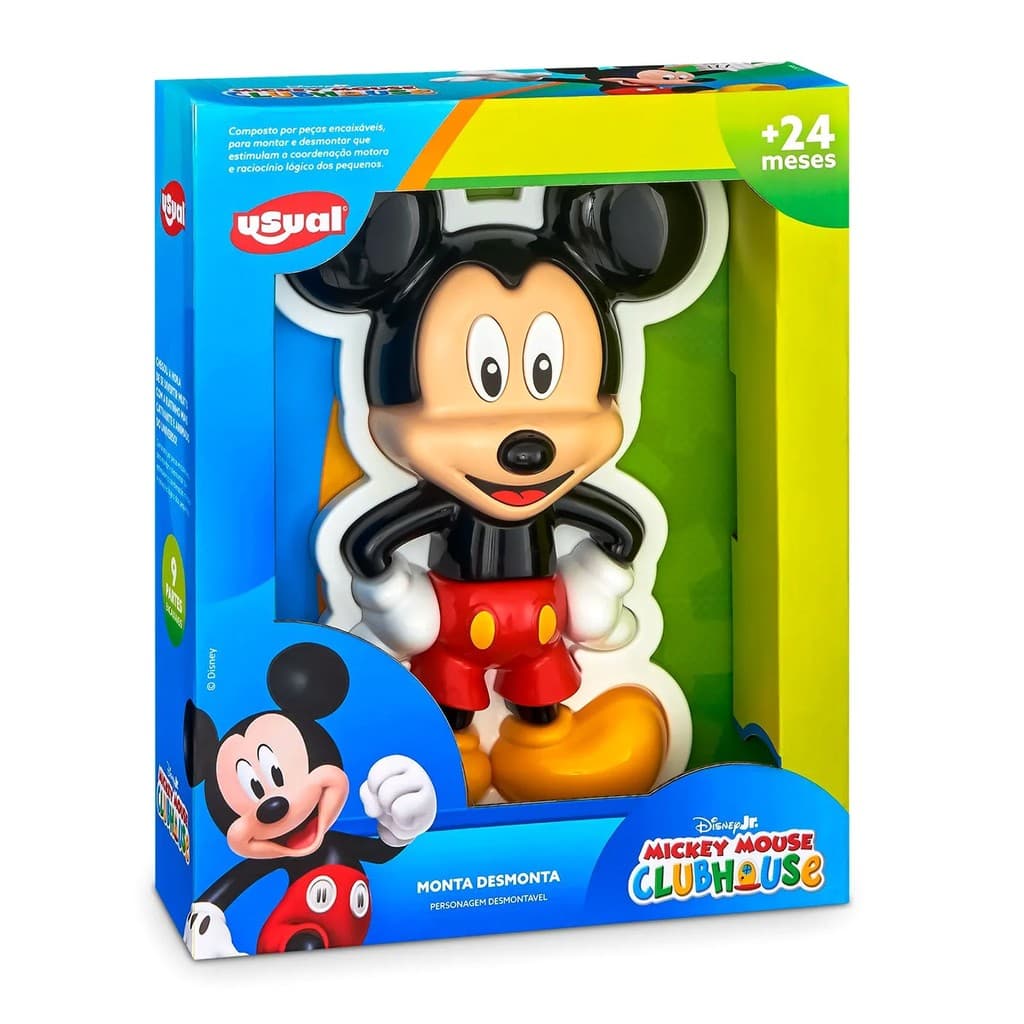 Monta Desmonta Mickey Mouse Disney Brinquedo Pedagógico Infantil 24 Meses - Usual Brinquedos