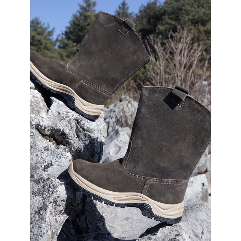 Botas longas masculinas de couro genuíno, botas de cavaleiro, tamanho grande, botas de trabalho ao ar livre, botas altas