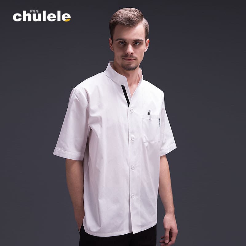 Roupas de Chef masculinas de manga curta macacão de trabalho de verão branco