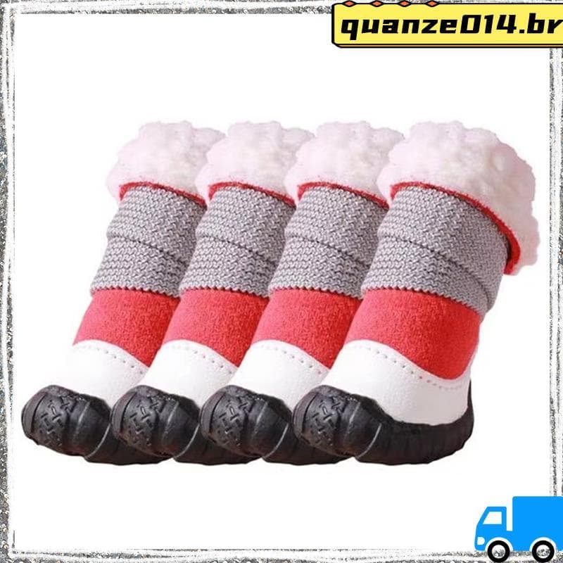4 Pçs Sapatos Para Cães Inverno Confortável Quente Cão De Estimação Chihuahua Chuva Botas De Neve À Prova Dwaterproof Ág