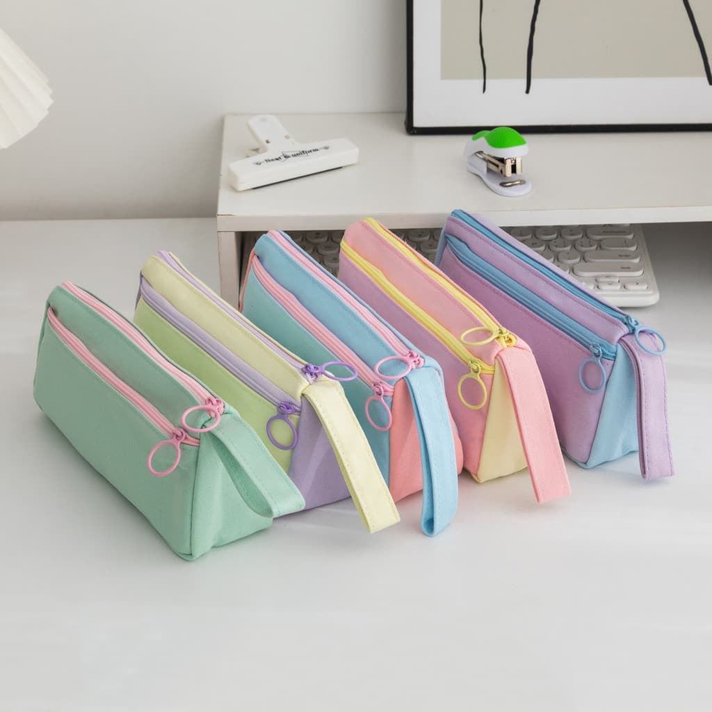 Estojo De Estudante Bloqueado Em Cores , Bolsa De Papelaria Fofa , Alto Valor Estético , Caixa De Grande Capacidade , Lá