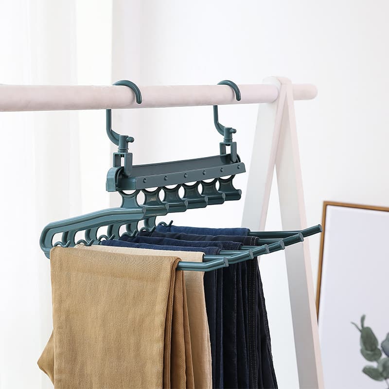 Casa multifuncional dobrável calças Rack de armazenamento ferramenta útil guarda-roupa cabide dormitório retrátil Multi-