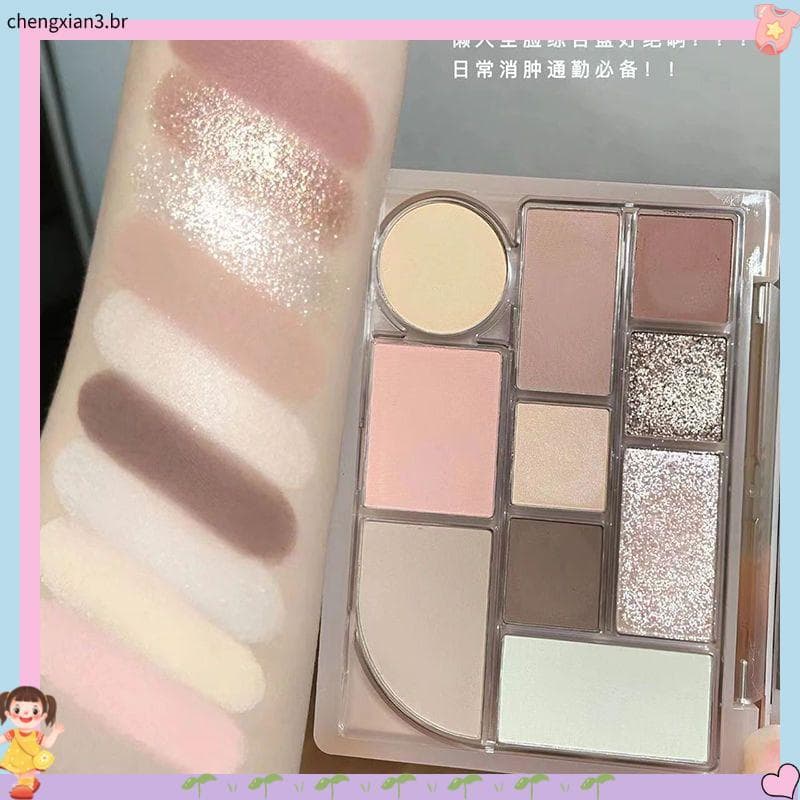 5581 Pessoas Louvor Coreano Leite Chá Damasco Paleta de Sombras em Pó!Blush High Gloss Contouring Integrado Diário Pseud