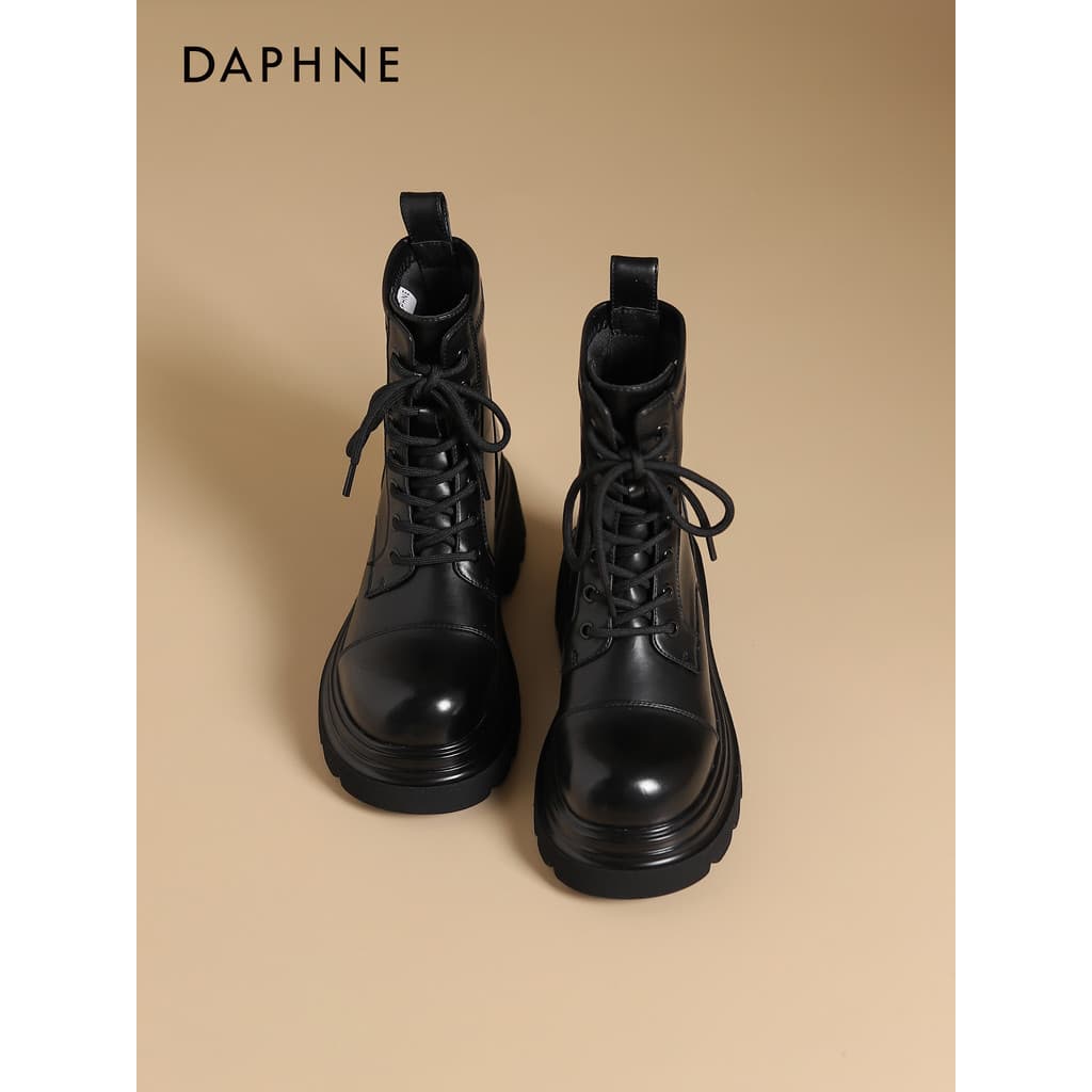 Daphne preto Martin botas femininas 2026 novo estilo outono estilo britânico botas únicas All-Match botas de sola grossa