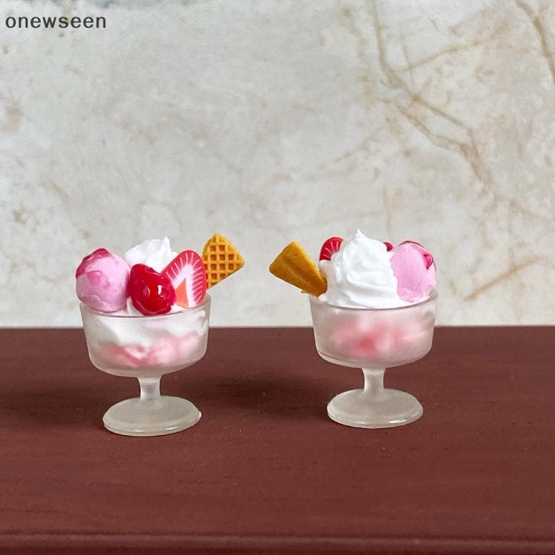 1 Peça Em Miniatura Casa De Bonecas Comida Brinquedo Bola Morango Rosa Sorvete Copo Modelo DIY Decoração Para Boneca Ace
