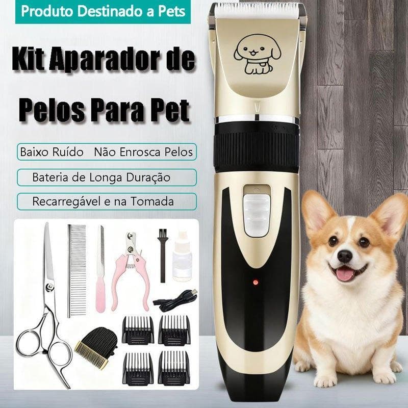 🐶 Máquina Tosa Pet Recarregável USB Silenciosa | Tosador Cães Gatos Ajustável 4 Pentes