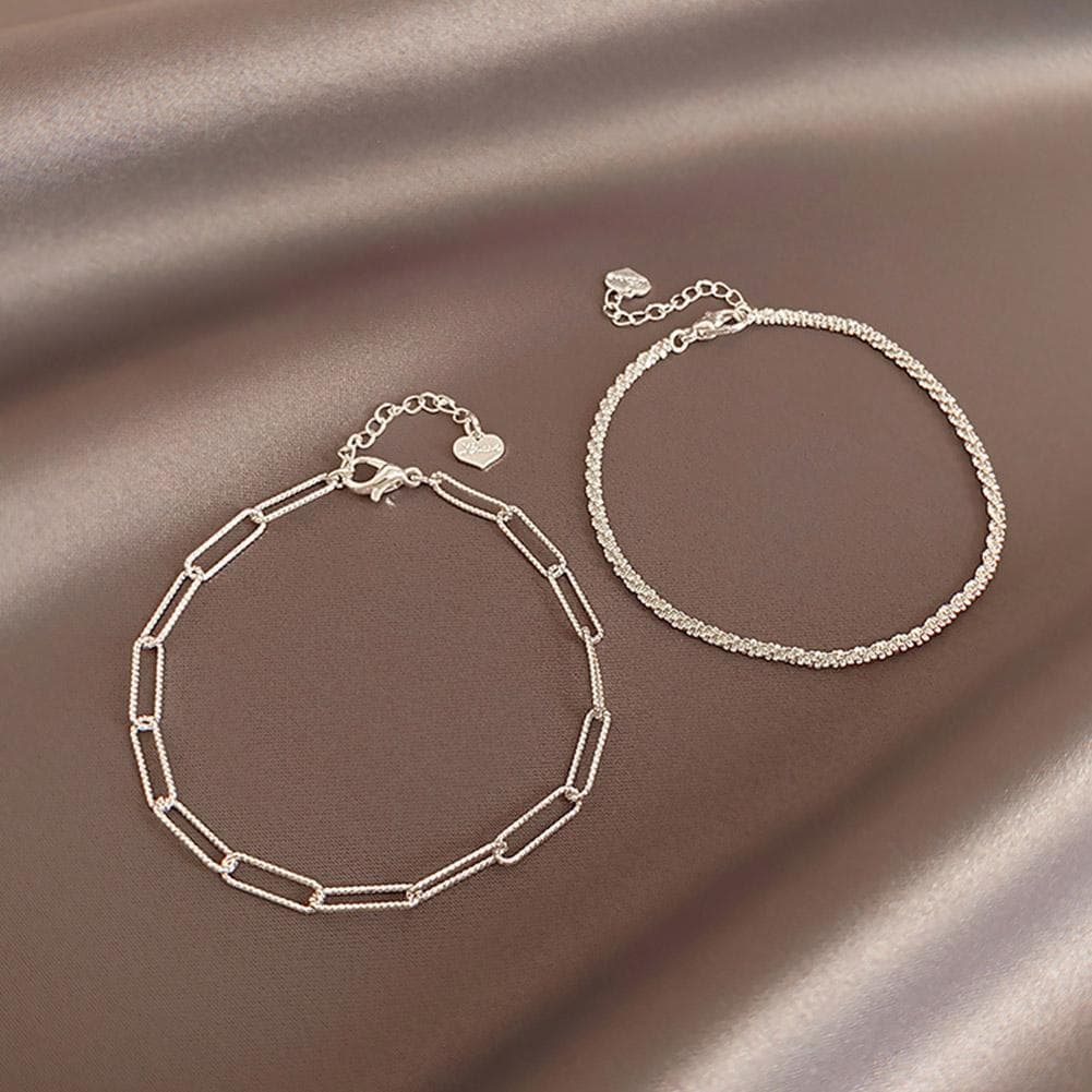 2 Unidades/Conjunto Pulseira Elegante E Minimalista Com Design De Nicho , Fresca Brilhante Embutida B1X2
