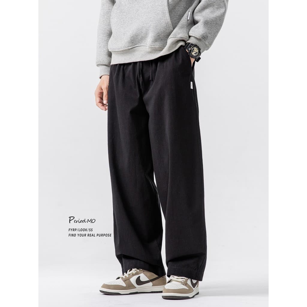 Japonês Retro High-End sarja costura perfil macacão reto masculino Street Wear primavera outono solto Casual calças de p
