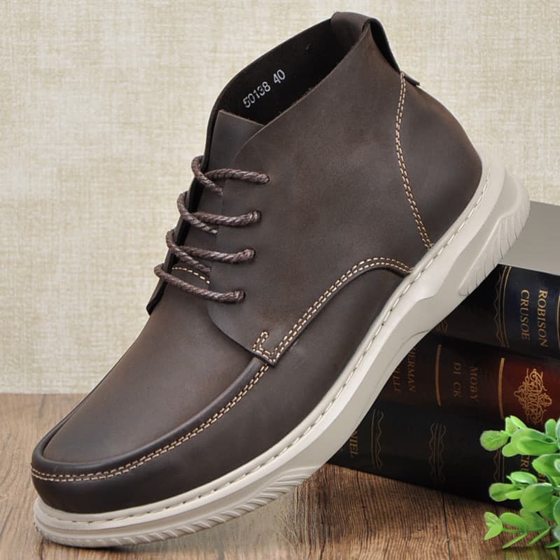 Botas Martin masculinas de couro genuíno de cano alto retrô botas únicas masculinas bico redondo com cadarço sola grossa