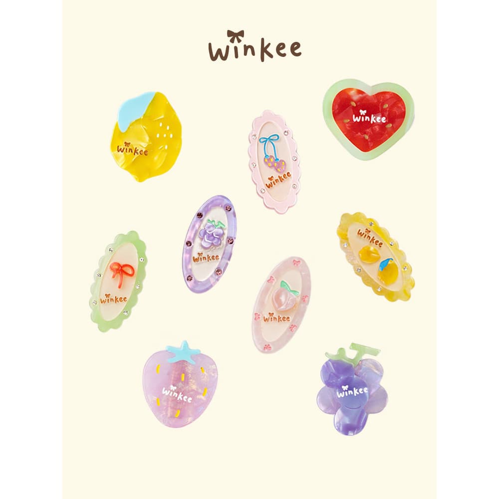 Winkee prendedor de cabelo de acetato de frutas para bebê bb clipe de franja para bebê criança limão divertido prendedor