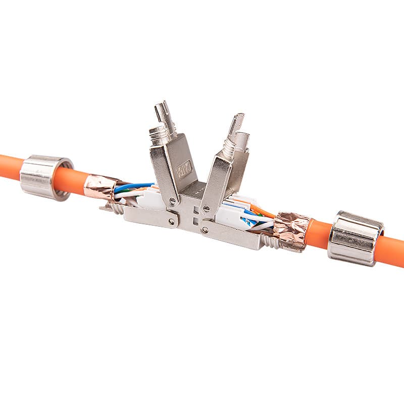 Super cinco seis sete tipo adaptador extensor de cabo de rede RJ45 rede sem pressão módulo de blindagem completa conecto