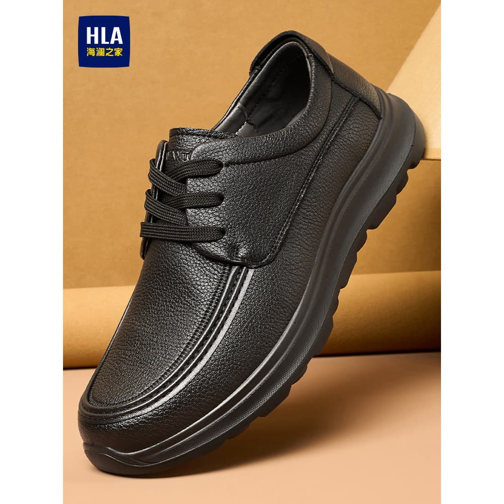HLA/Hailan House sapatos masculinos 2026 novos sapatos casuais de couro masculino de sola macia respirável negócios sapa