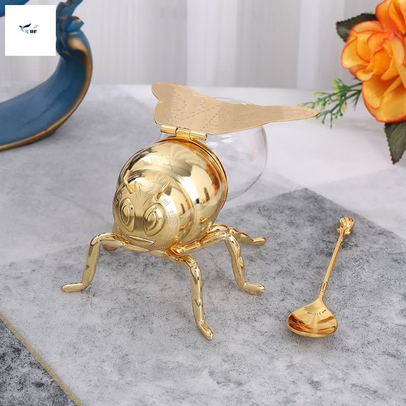 Jarra De Doces Golden Bee-Caixa De Armazenamento De Cozinha Estilo Europeu Para Decoração De Colher