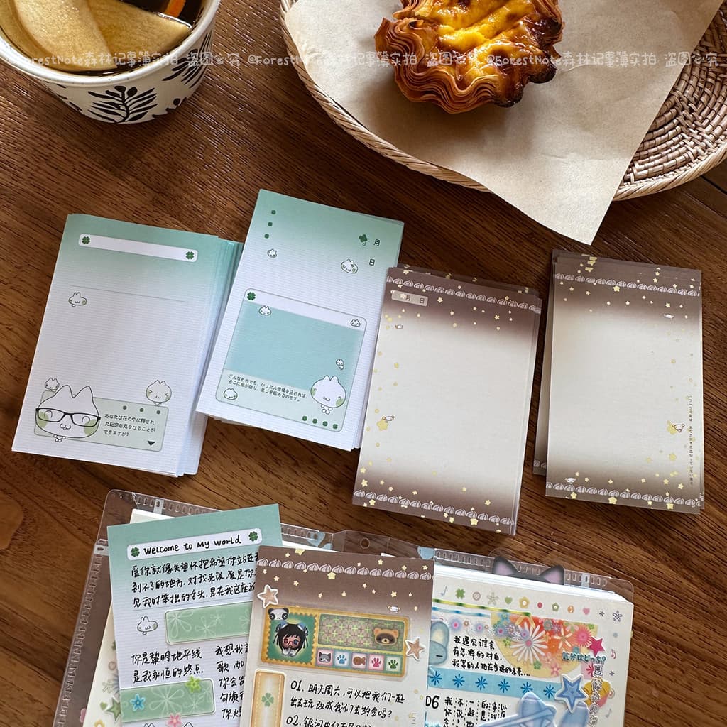 Floresta bloco de notas Original trevo de quatro folhas creme estrela polvo bloco de notas manual decoração Material mem