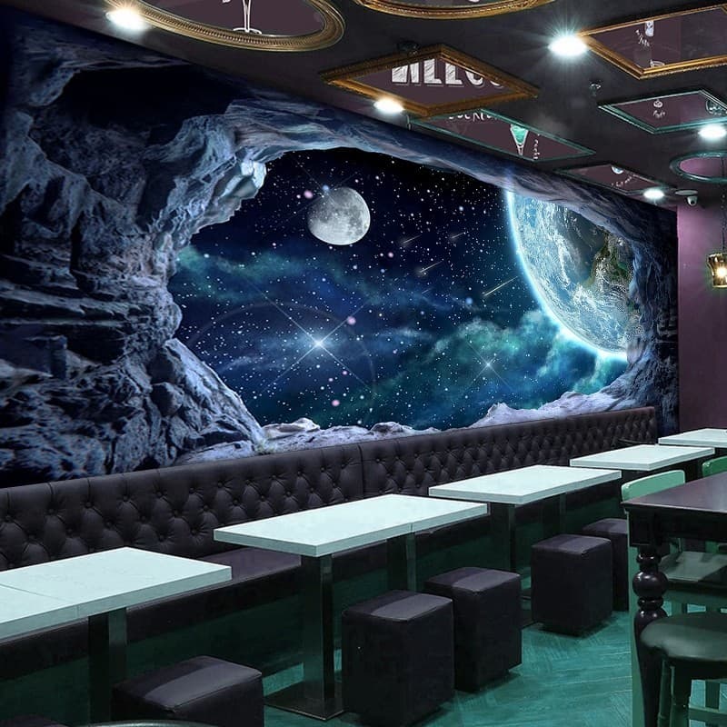3d tridimensional céu estrelado universo papel de parede quarto das crianças planeta papel de parede lua tecnologia sent
