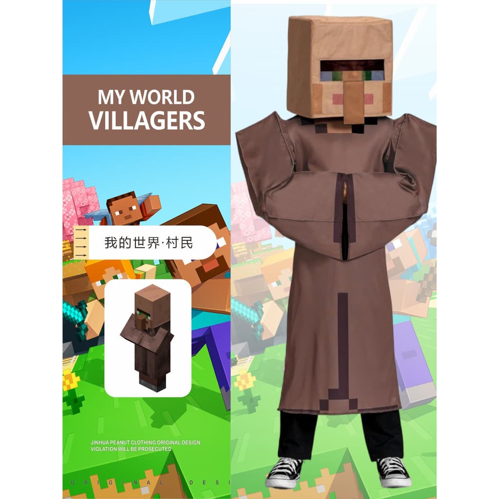 Novo produto crianças Minecraft MC aldeão traje Halloween engraçado jogo traje festa evento traje