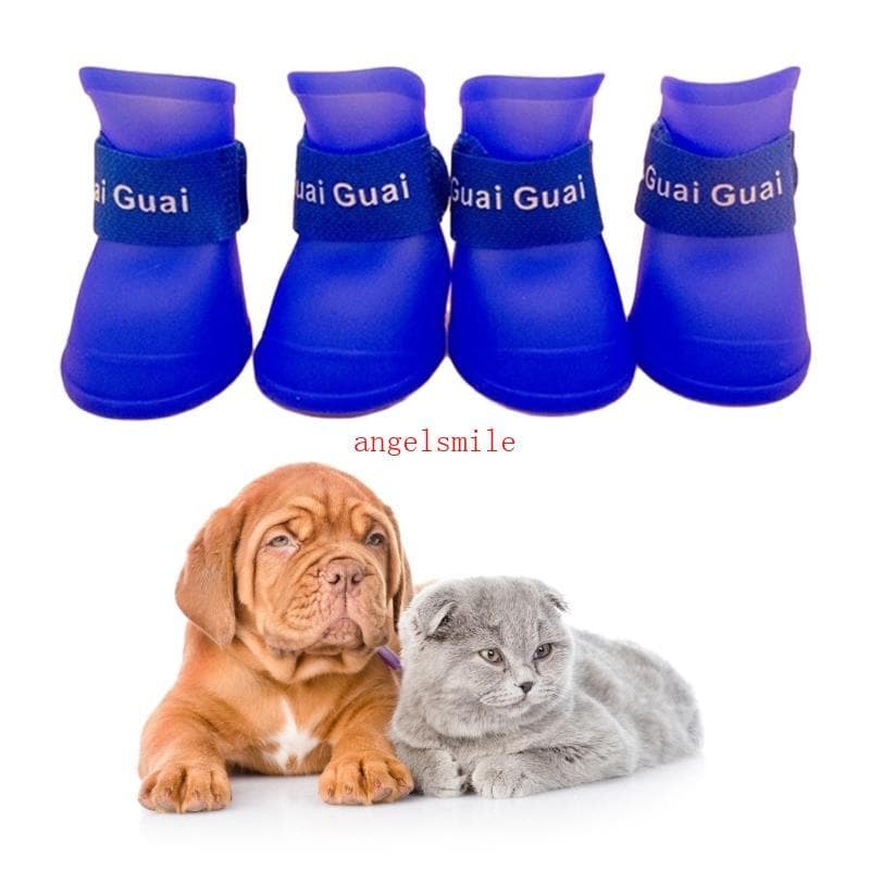 Melhor Conjunto De 4 Peças De Botas Para Cães , Sapatos De Silicone À Prova D'água Com Alça Ajustável , Sola Antiderrapa