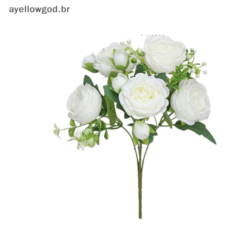 AYBR Rosa Peônia Flores Artificiais Buquê De Seda 27 Cabeças Rosas Flor Falsa Para Vaso De Mesa Organizar De Decoração D