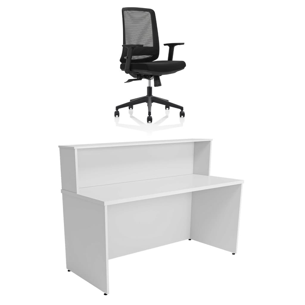 Balcão de Atendimento para Loja e Recepção Comercial 140x60cm + Cadeira de Escritório Ergonômica