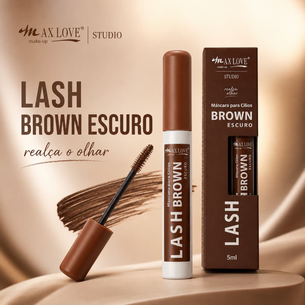 Máscara para Cílios Max Love Lash Brown Escuro 5ml Definição e Realce do Olhar