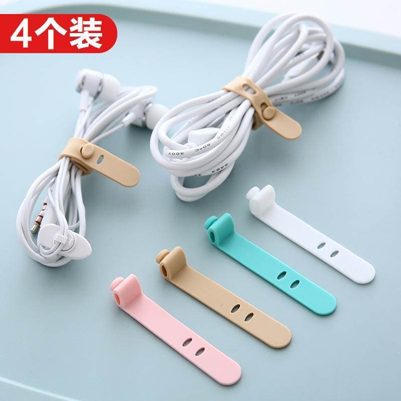 4 pçs conjunto de tiras de Silicone Anti-perdido fone de ouvido armazenamento fita macia cabo de dados sonolento gravata