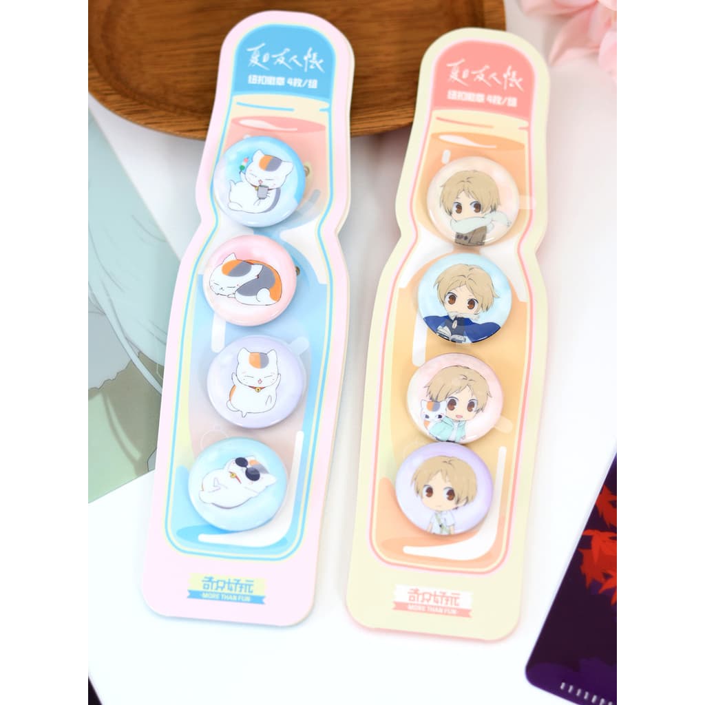 Mini conjunto de combinação de emblema genuíno livro de amigos de natsume gato Bar Anime vale nacional bonito dos desenh