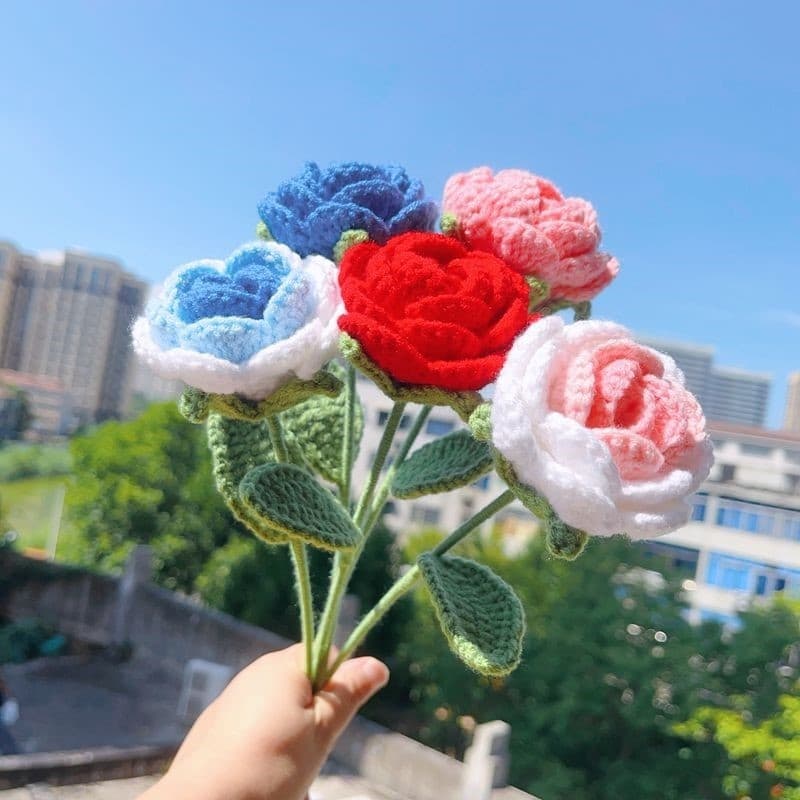 Buquê de rosas acabado feito à mão, faça você mesmo, flor de malha, crochê, caseiro, dia dos namorados, dia das mães, pr