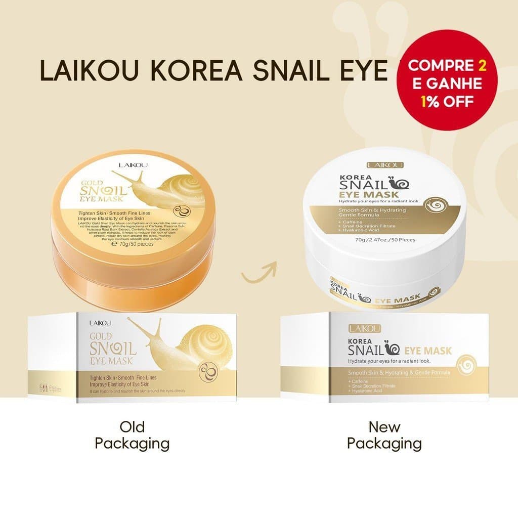 Novo Máscara de Olhos LAIKOU Ouro Caracol Remove Rugas e Olheiras Patches Anti-envelhecimento 50 peças