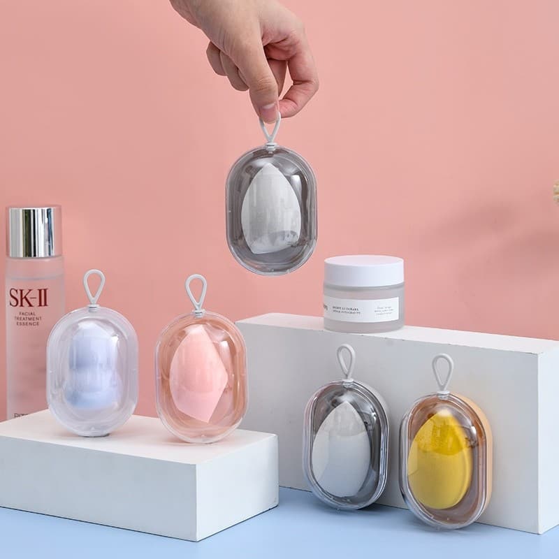 Novo estilo espaço cápsula beleza ovo caixa de armazenamento conjunto pó Puff maquiagem ovo molhado seco dupla utilizaçã