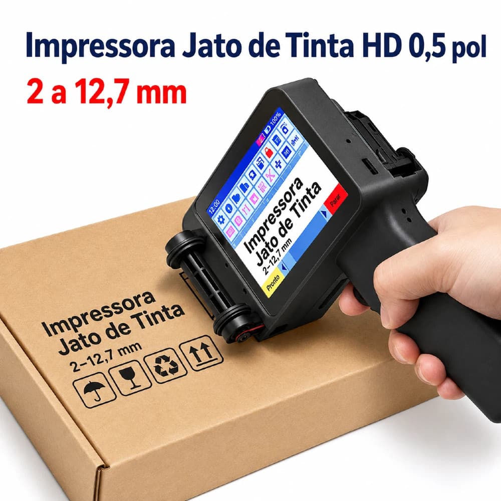 Impressora Portátil de Mão 12.7mm Inkjet para Texto QR Código de Barras Lote Logotipo Data
