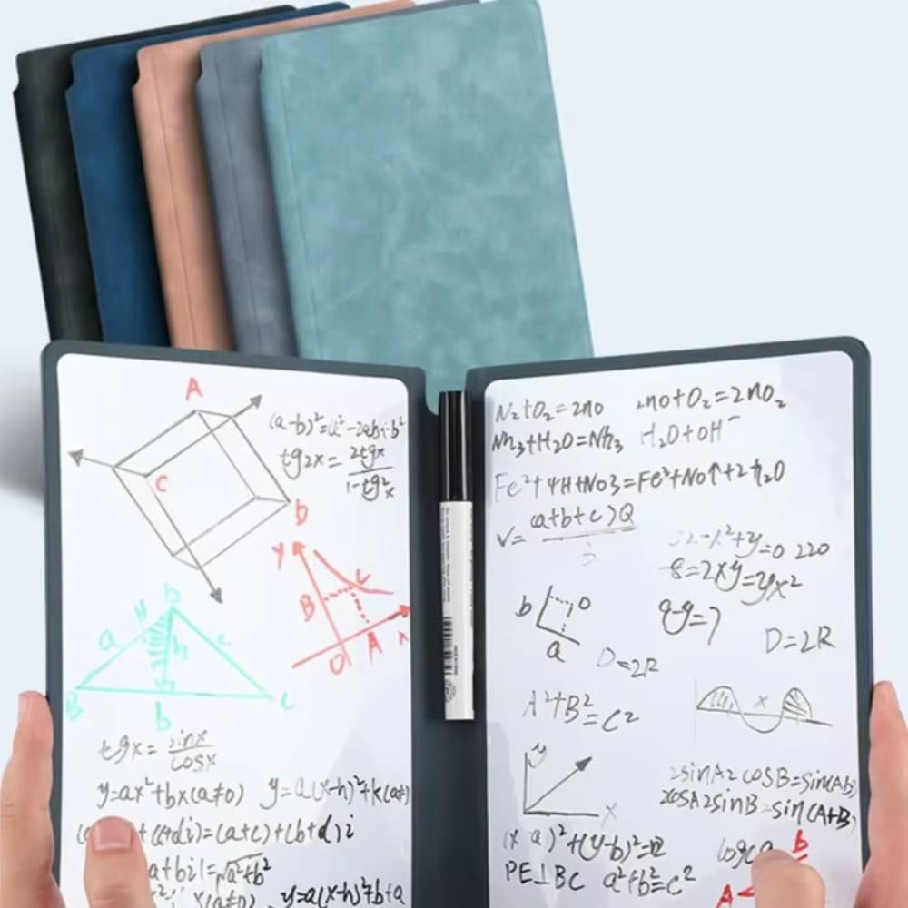 Conjunto De Caderno De Quadro Branco Reutilizável A5 Com Caneta , Pano De Apagamento , Bloco De Notas De Couro , Planeja