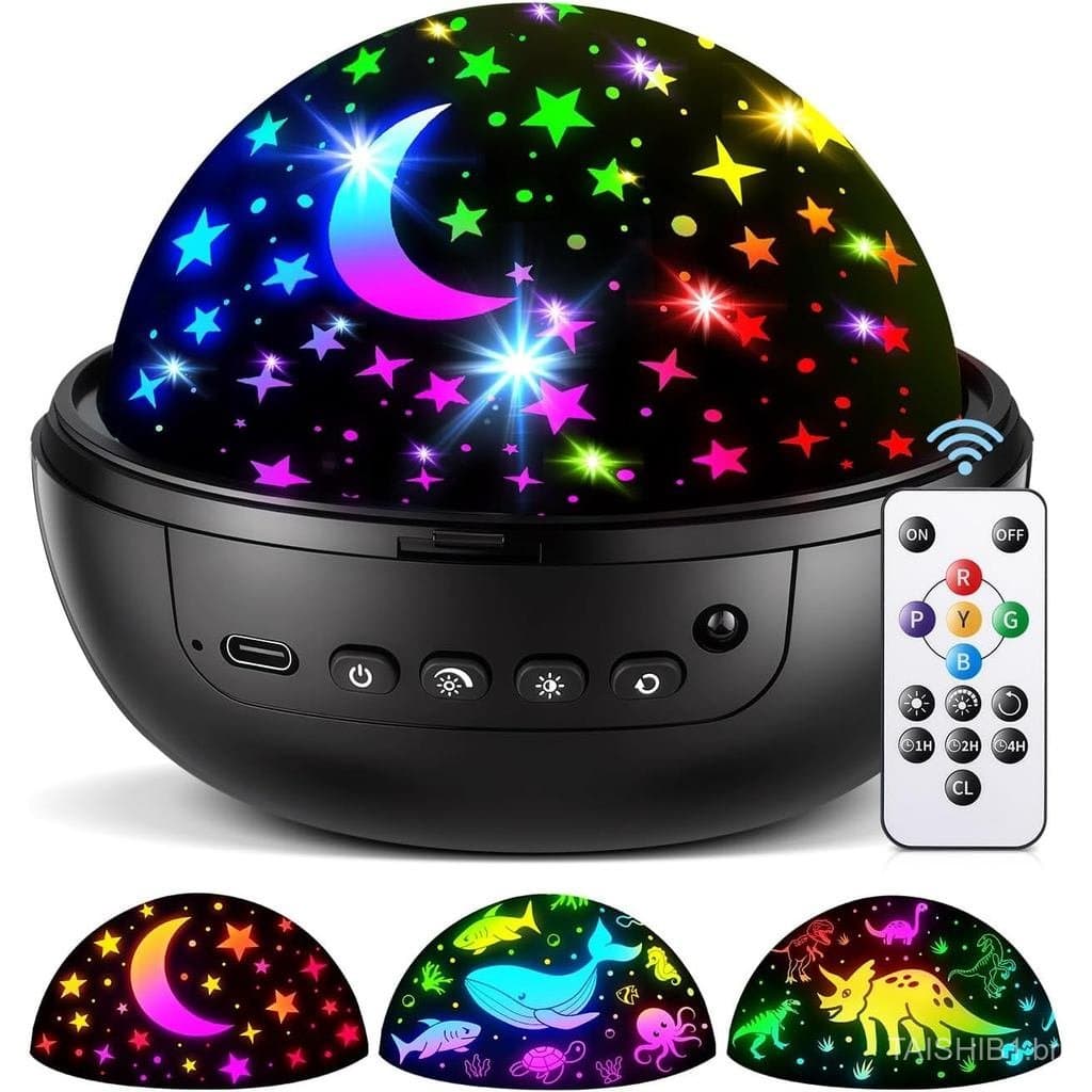 Luz Noturna COOLNIGHT para Crianças, Projetor de Luz Noturna para Crianças com 93 Efeitos de Iluminação + 3 Filmes, Cont