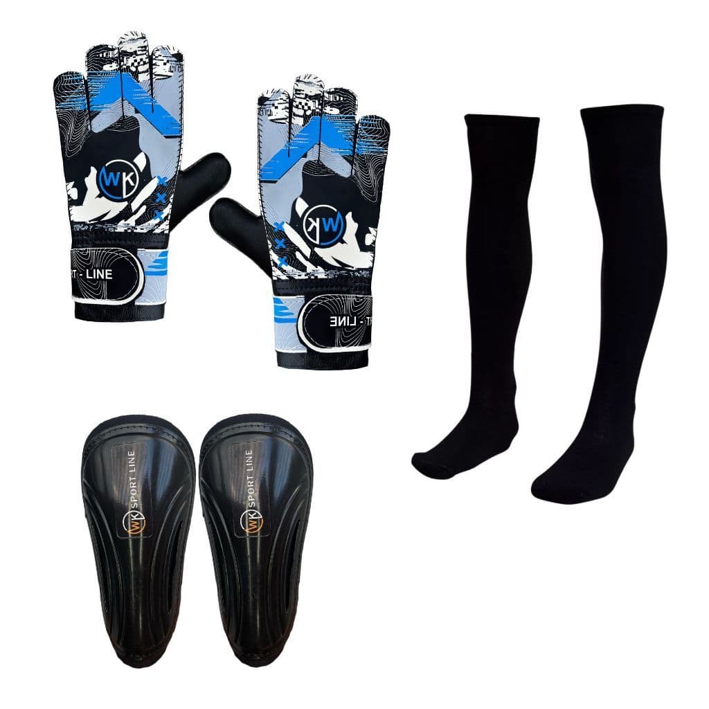 Kit Goleiro Infantil – Luva + Caneleira Futebol + Meião