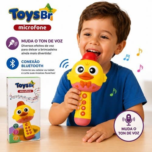 Microfone Infantil Bluetooth Recarregavel Com Musicas Historias Som Alto Diversao Infantil